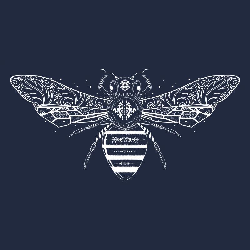 artfully designed white bee