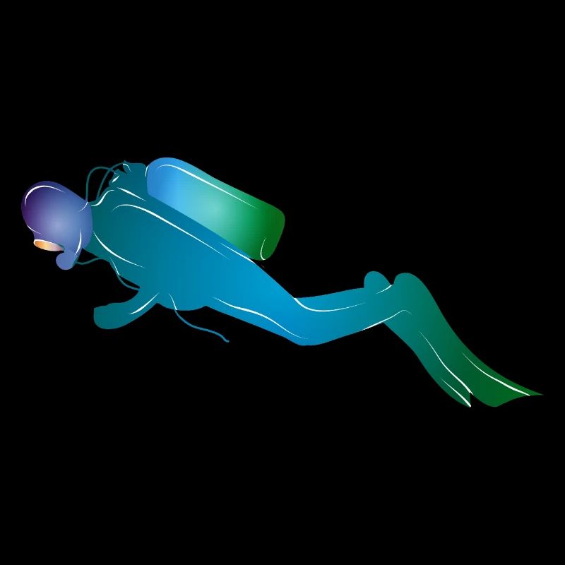 Diver silhouette in blue-green tones