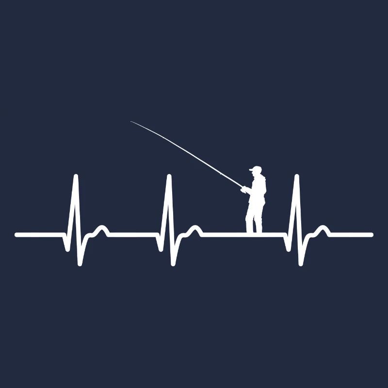 Courbe ECG - courbe cardiaque - pouls - pêche - canne à pêche