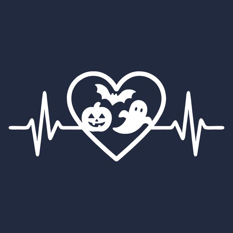 Halloween Heart Pumpkin Ghost Bat