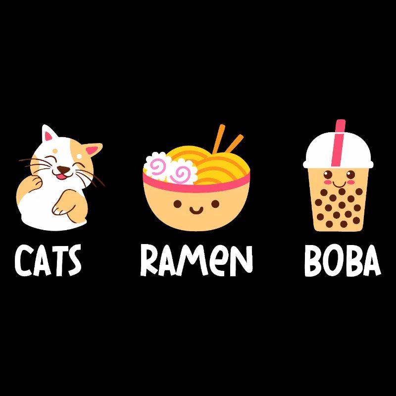 Cat Ramyun Boba Collage Tee