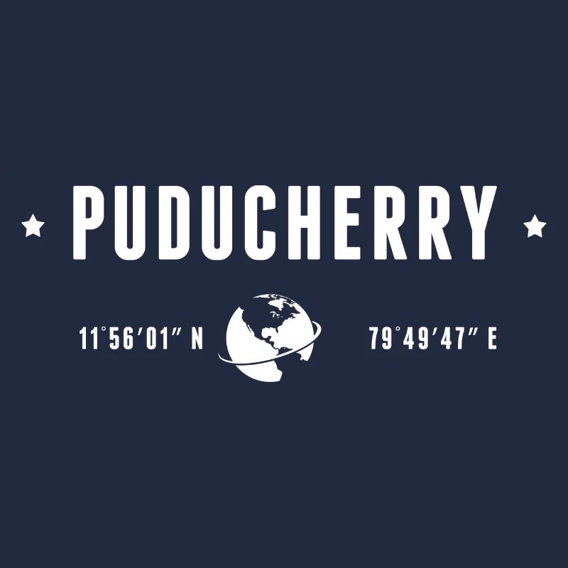 PUDUCHERRY Stylized Geographical Coordinates