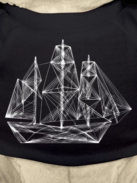 Abstract Geometric Ship Line Art