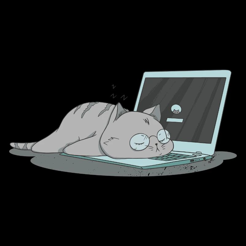 Sleeping cat home office