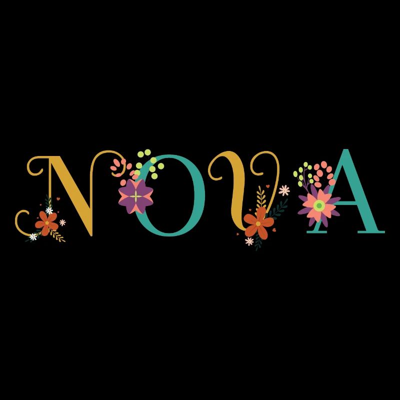 NOVA Name Art With Flowers Embroidered