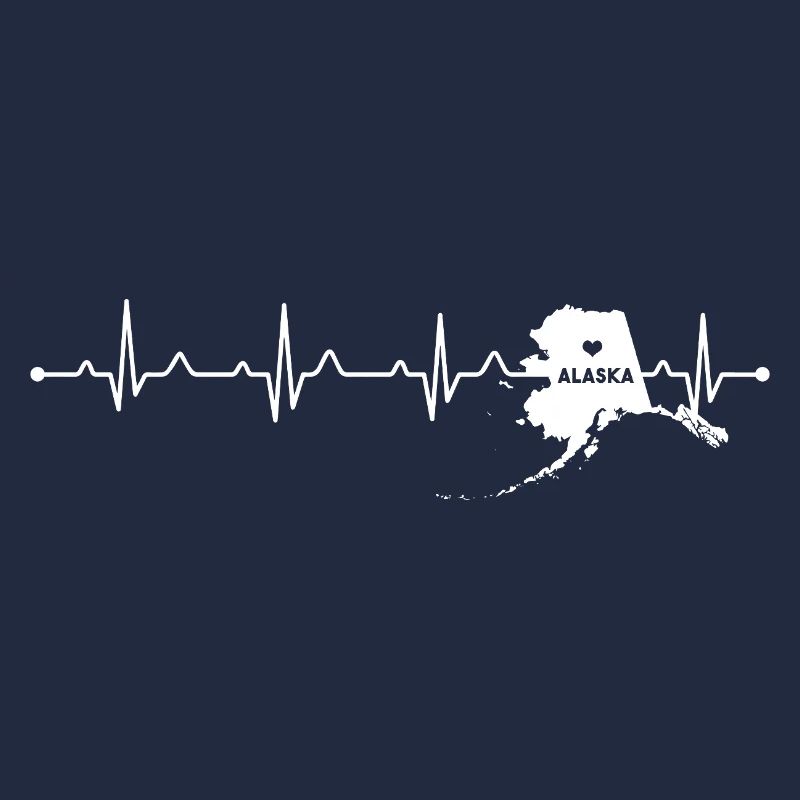 Title: Alaska Heartbeat Map Silhouette Home State 