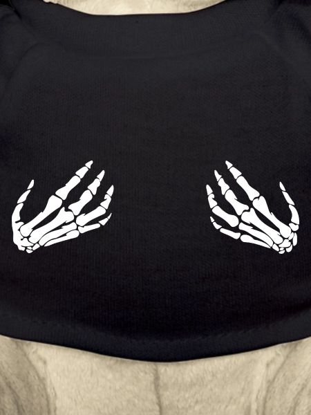 Skeleton hands on boobs