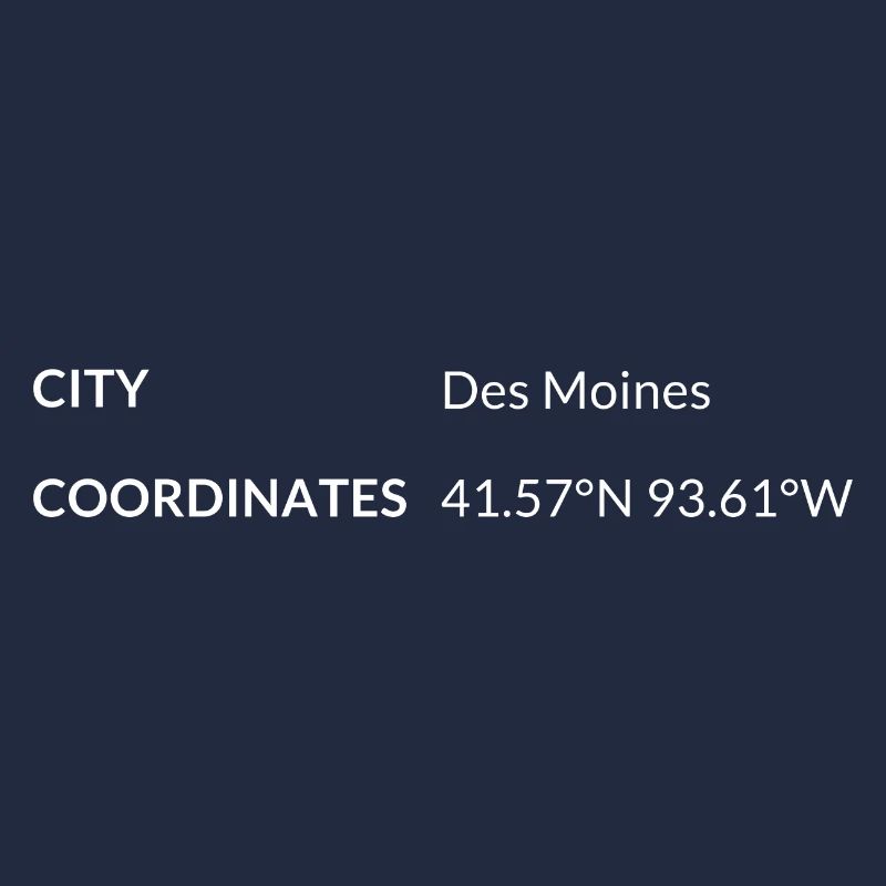 Des Moines Iowa USA coordinates