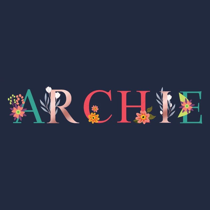 ARCHIE Nom Art avec fleurs brodées