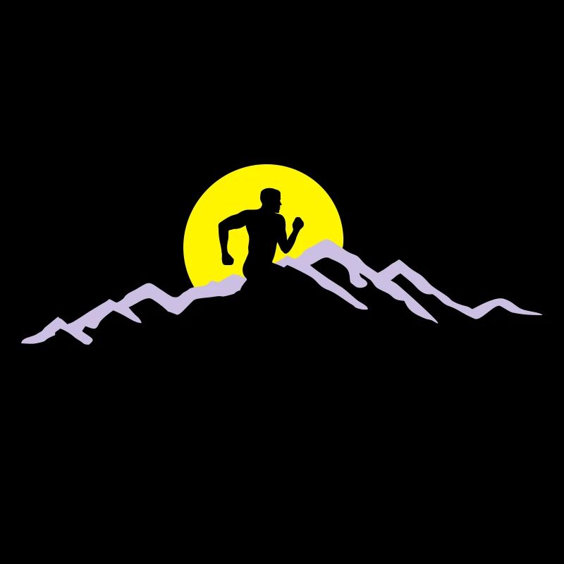 Running, Runner & Mountains & Sun