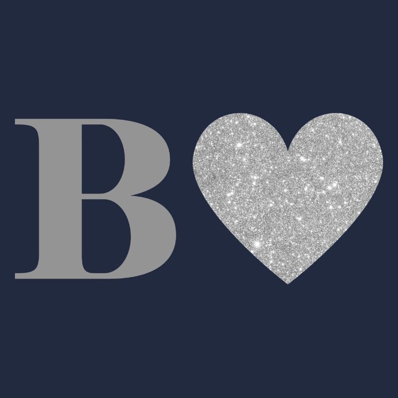 Letter b silver heart