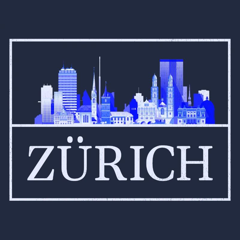 Silhouette bleue de Zurich Skyline