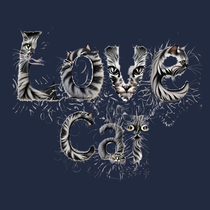 Lettrage moelleux Love Cat avec visage de chat