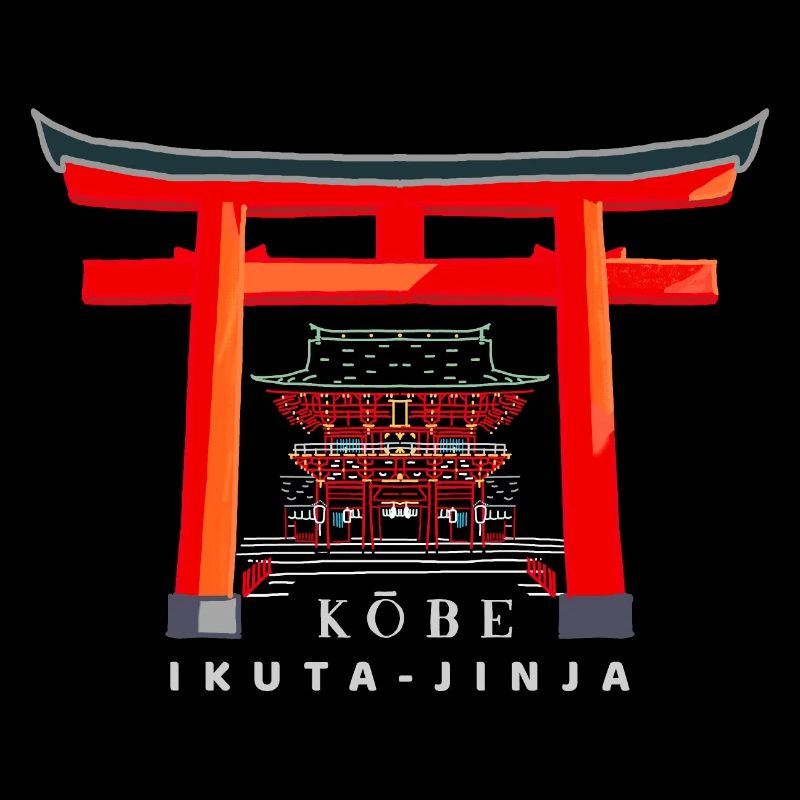 Kobe, Japon, Torii Shrine Ikuta-jinja, dessin