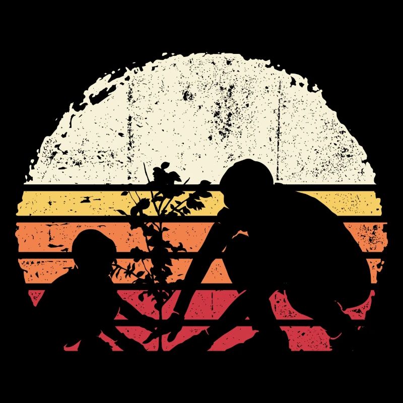 Sunset Silhouette: Family Planting Tree