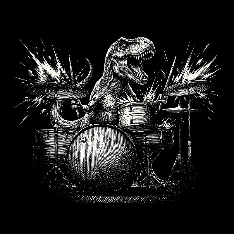 Dinosaur T-Rex Batterie Batteur Rock Dino