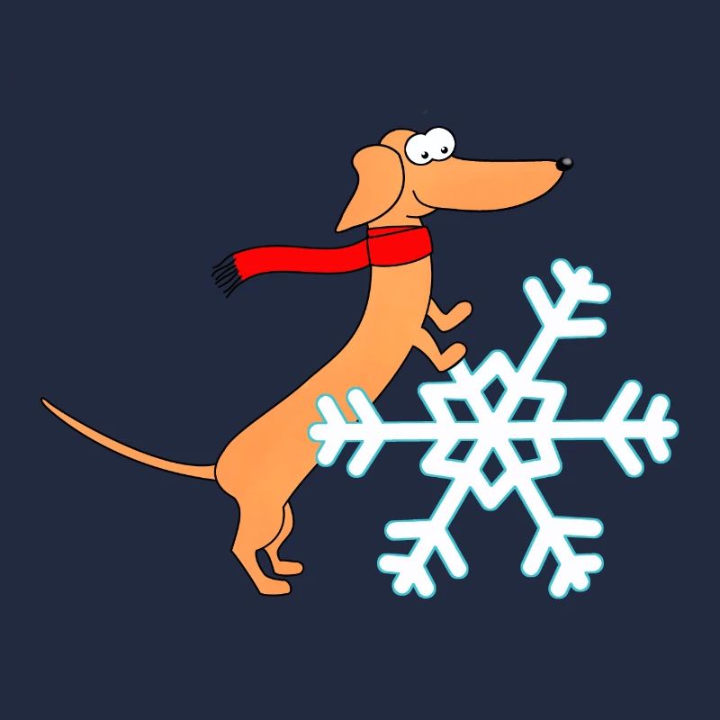Teckel, étoile des neiges, hiver