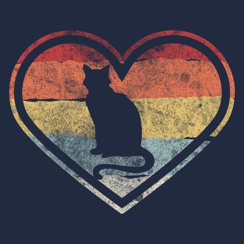 Retro Katzen Herz Katze Geschenk Katzenliebe