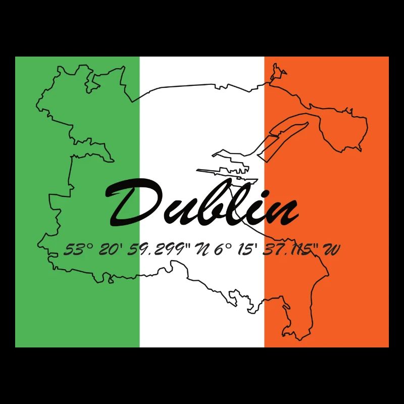Dublin - Hauptstadt mit GPS & Flagge