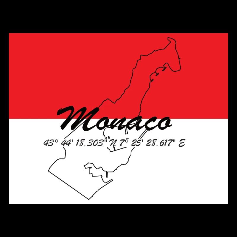 Monaco - Stadtstaat mit GPS & Flagge