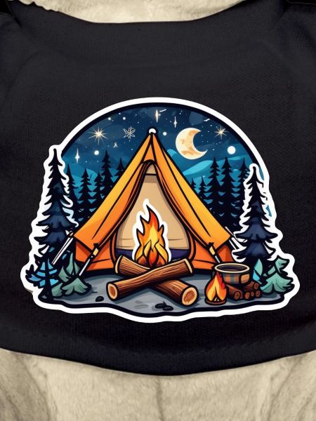 Camping, tent and campfire