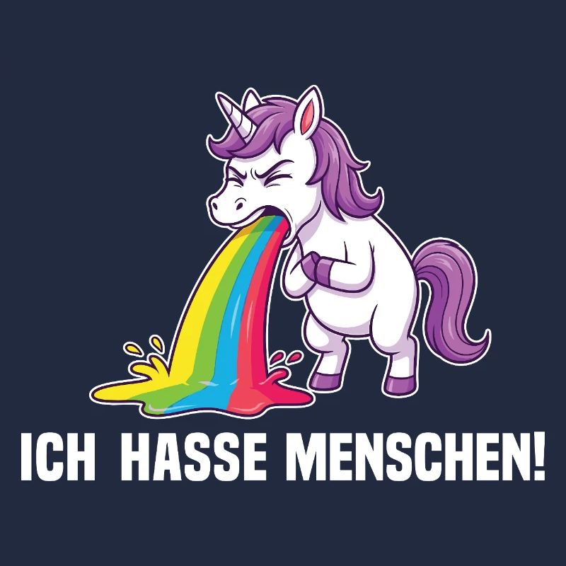 Lustiges Einhorn Ich hasse Menschen Regenbogen