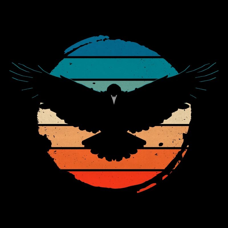 Crow Raven Bird Vintage Retro Design