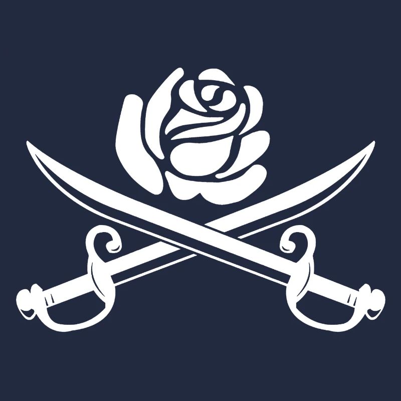 Rose blanche et épées croisées