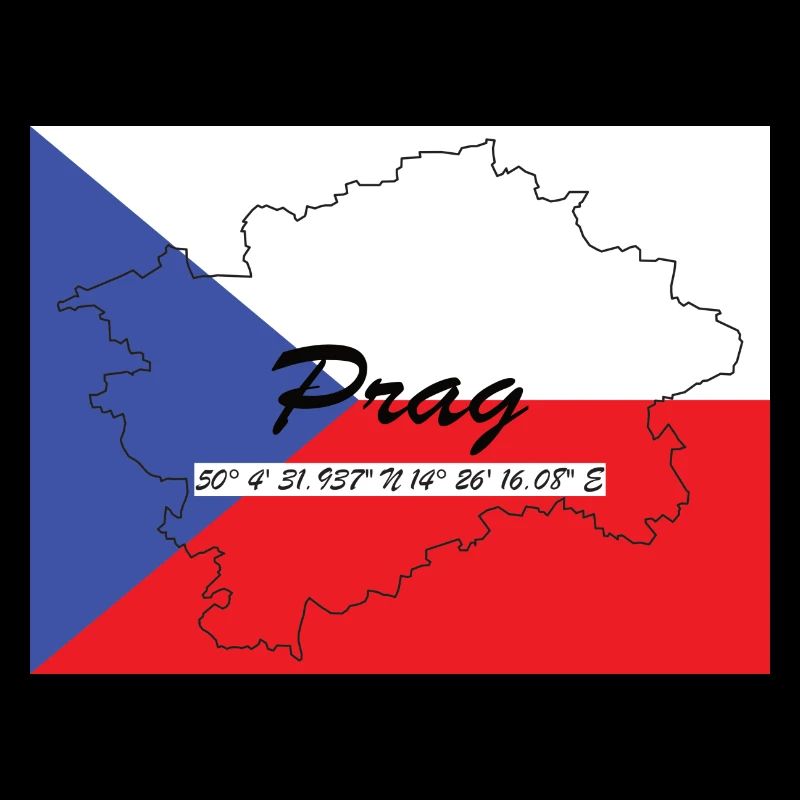 Prag - Hauptstadt mit GPS & Flagge