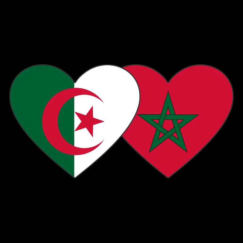 Algérie Maroc Flag Coeur