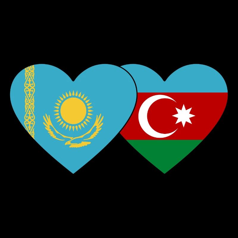 Kazakhstan Azerbaïdjan Drapeau Coeur