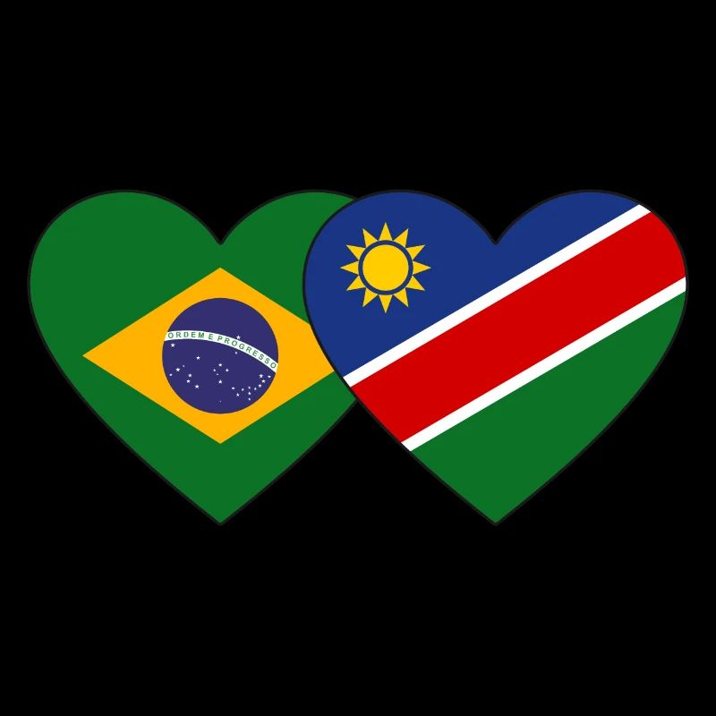 Brazil Namibia Flag Heart