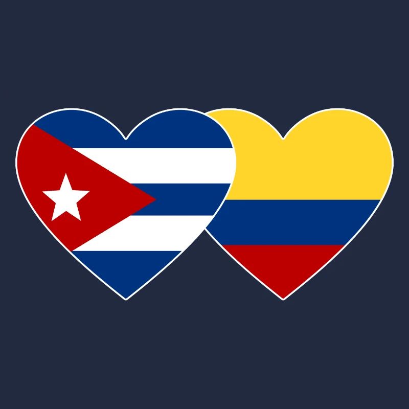 Cuba Colombie Drapeau Coeur