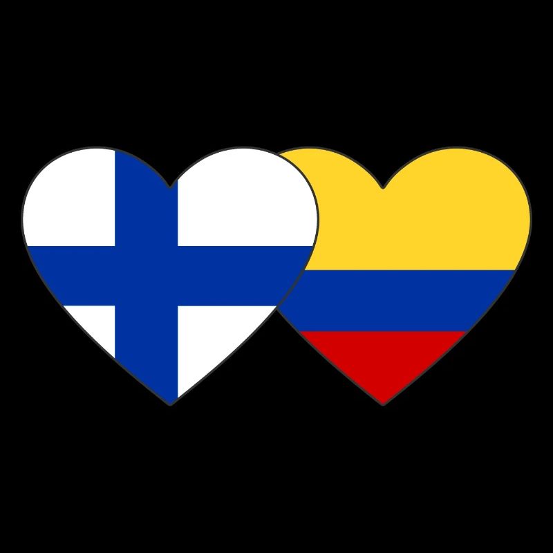 Finnland Kolumbien Flagge Herz