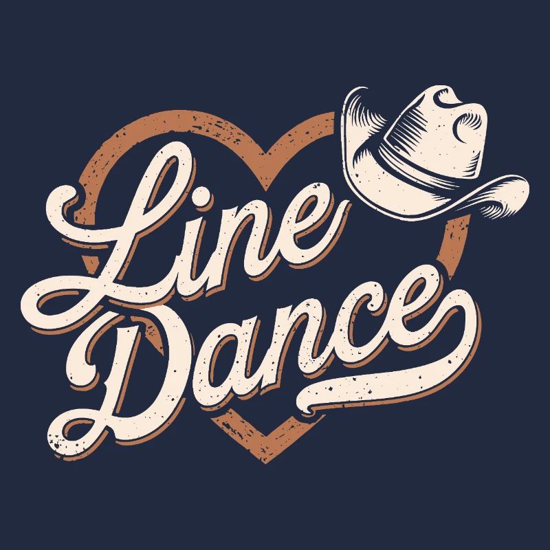 Linedance Herz mit Cowboyhut Design