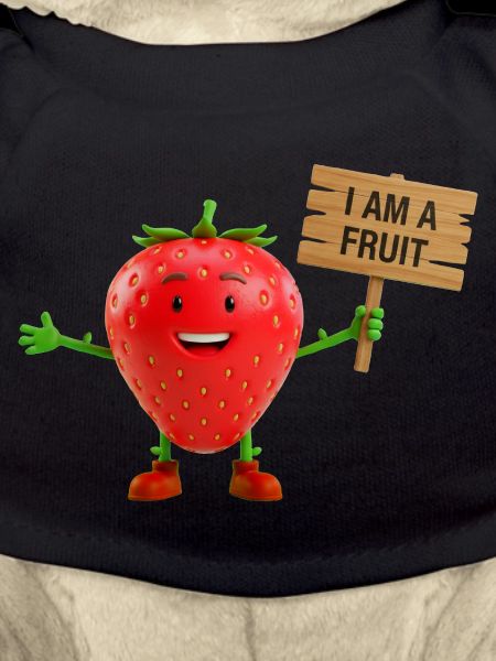 Strawberry with a sign
