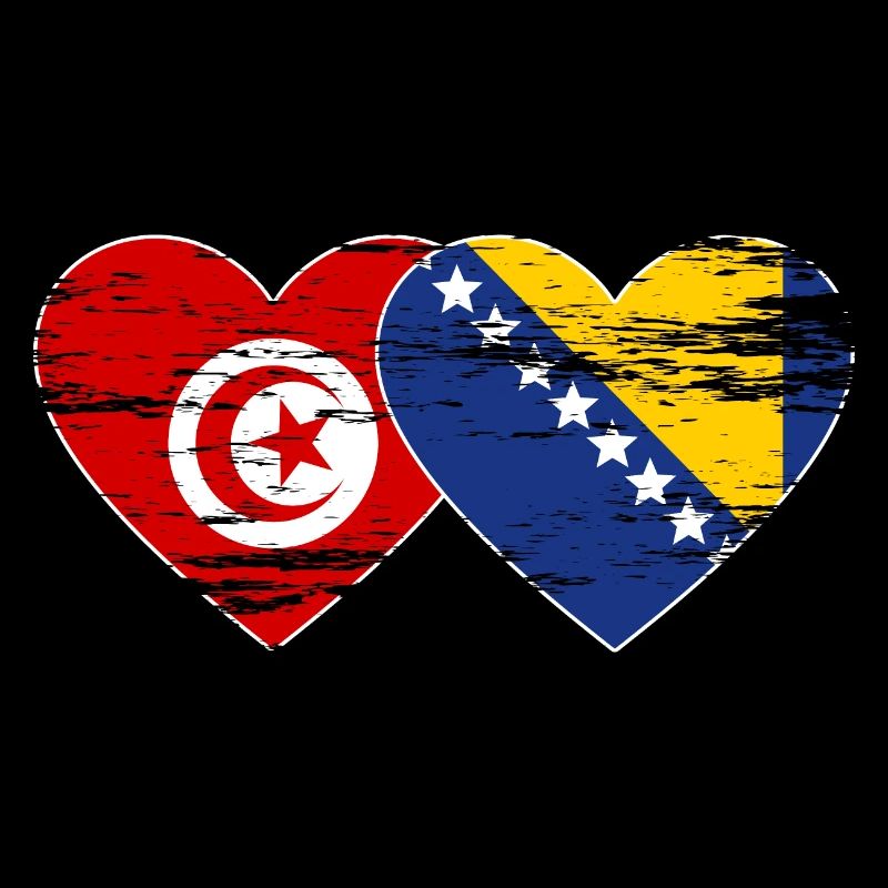 Tunisie Bosnie drapeau coeur utilisé