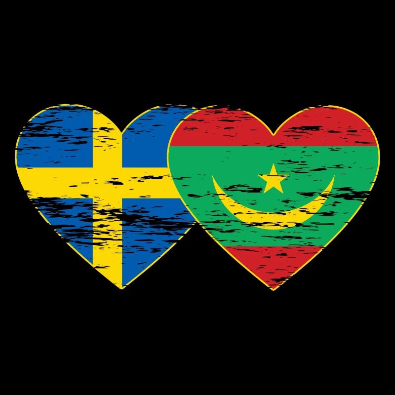 Suède Mauritanie Drapeau Coeur Utilisé
