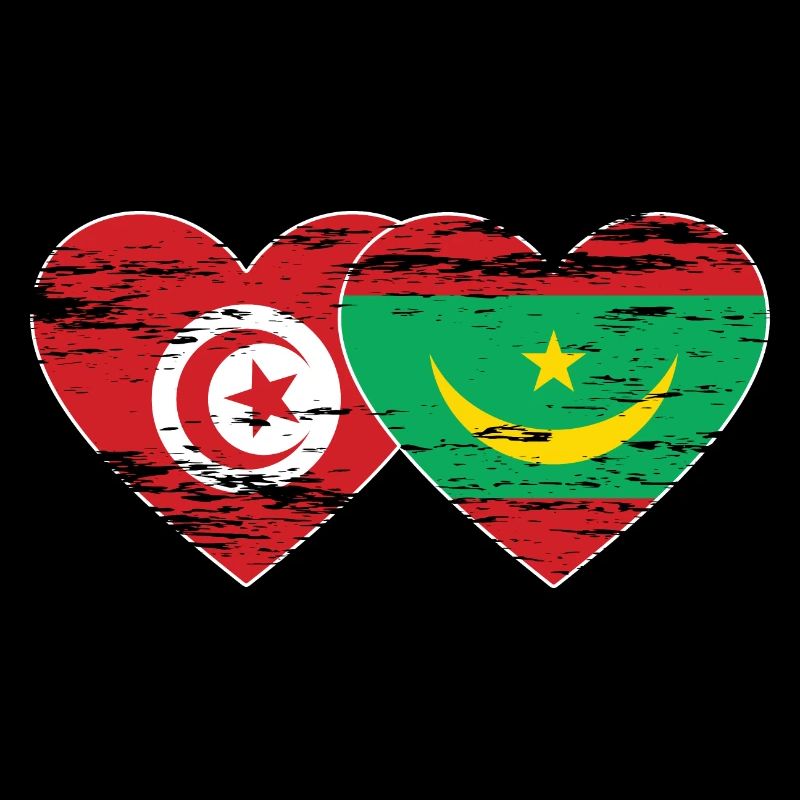 Tunisie Mauritanie Drapeau Coeur utilisé