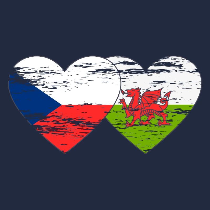 République tchèque Pays de Galles Drapeau Coeur utilisé