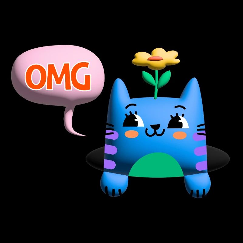 OMG chat mignon bulle 3d