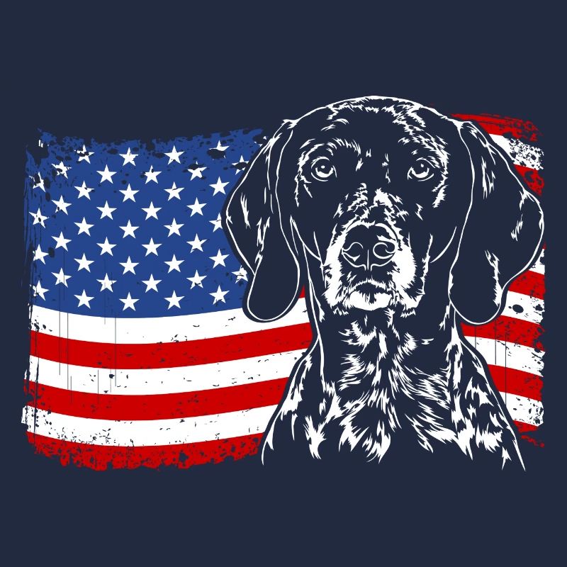 German Shorthaired Pointer America Flag Dogs