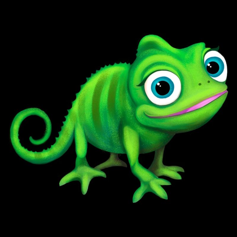 Caméléon vert coloré et drôle