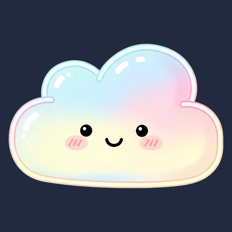 Pastel Cloud with Cute Face Sleep Cloud