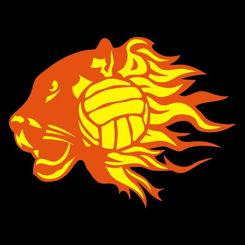 volleyball panthere flame logo animal fire