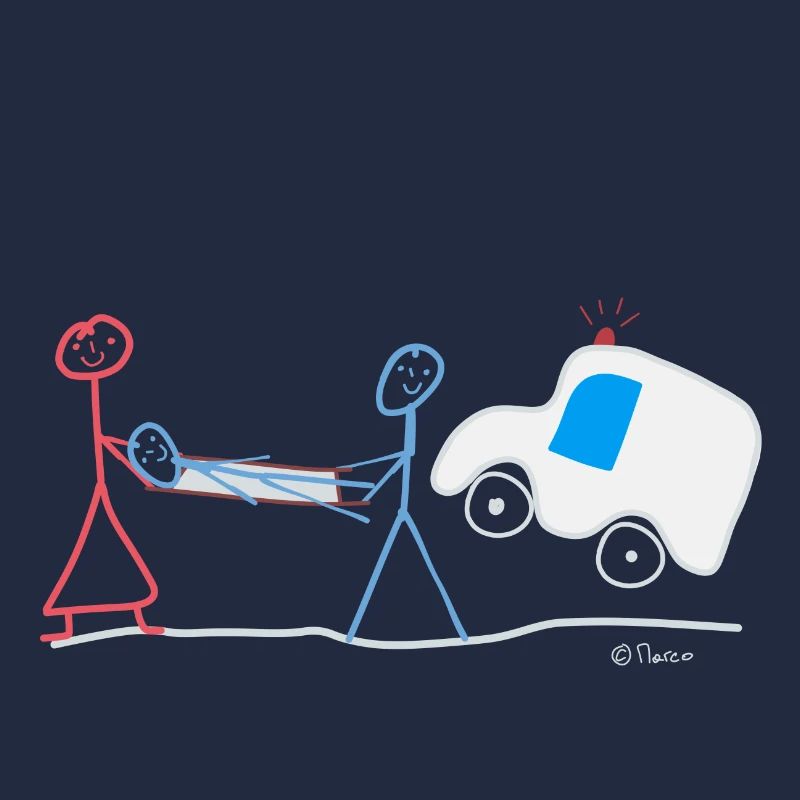 Rescue paramedic stick figure, quick help