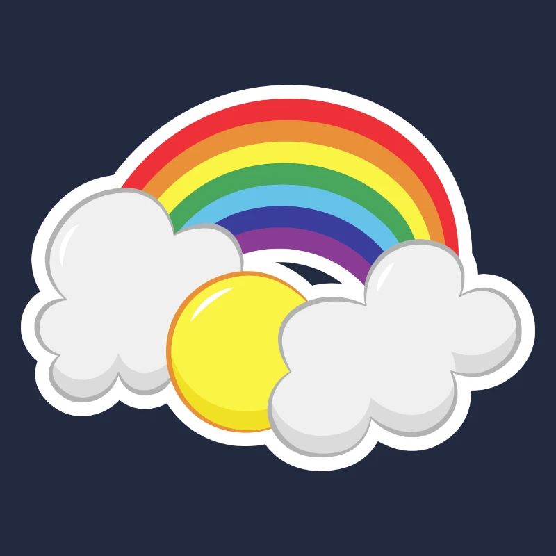 Rainbow with a sun and clouds