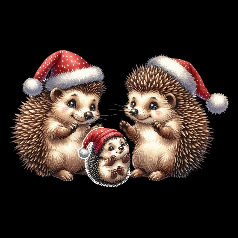 Weihnachten | Eine niedliche Igelfamilie