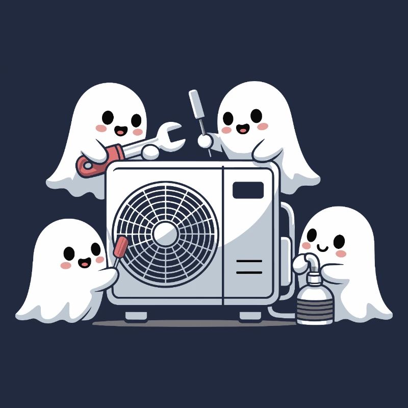 Halloween HVAC Ghost Funny Climate Technique Motif