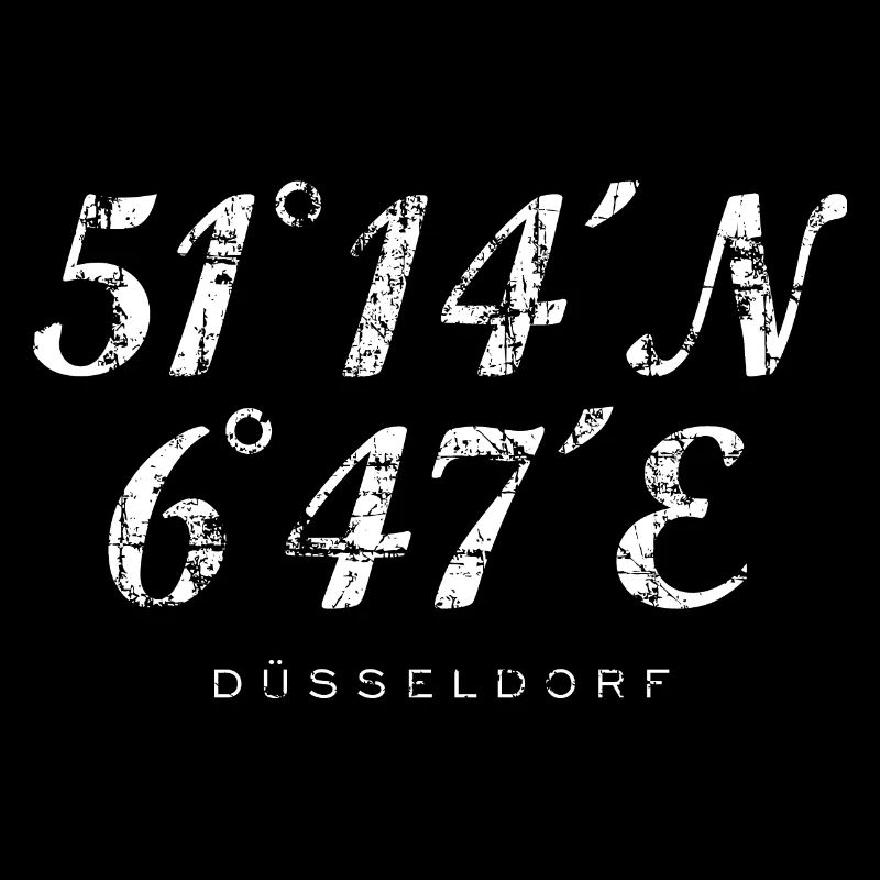 Düsseldorf Koordinaten (Vintage/Weiß)